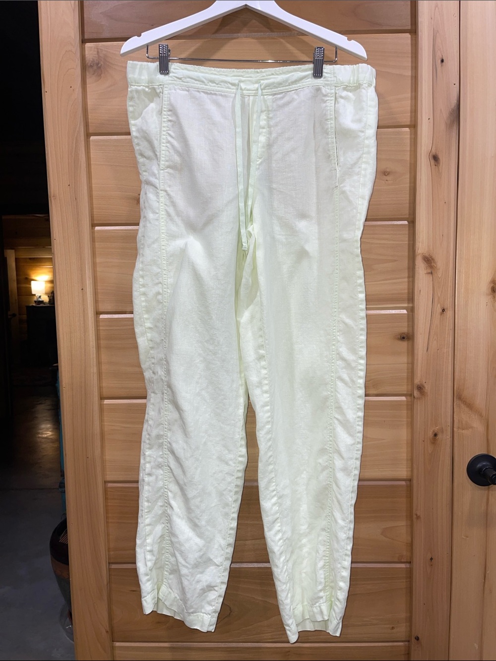 J. Jill Soft Pale Yellow Linen-Blend Drawstring Trousers